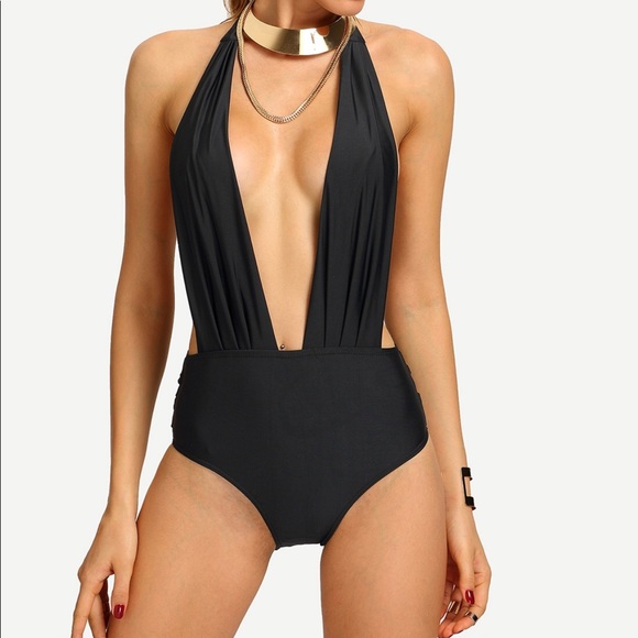 One piece plunge neck bikini - Picture 1 of 3